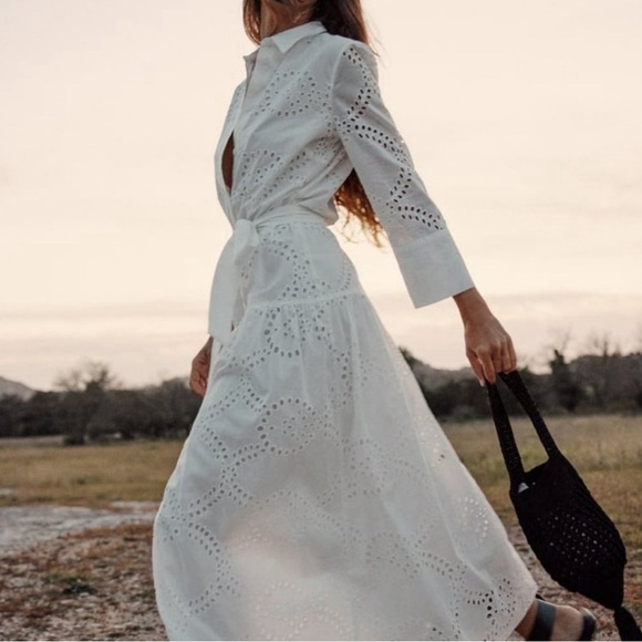 ZARA BELTED SHIRTDRESS SIZE
XL Midi dress Tied self belt embroidered eyelet  XS - Picture 6 of 17
